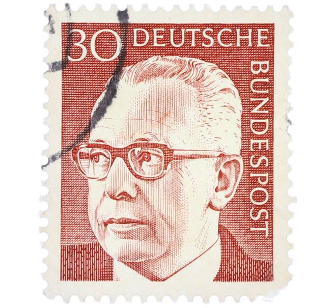 Почтовая марка 30 пфеннигов 1971 года Западная Германия (ФРГ) «Президент Густав Хайнеман» (Артикул: T11-38332) — Фото №1