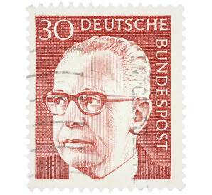 Почтовая марка 30 пфеннигов 1971 года Западная Германия (ФРГ) «Президент Густав Хайнеман» — Фото №1