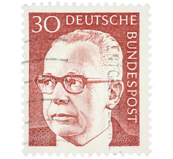 Почтовая марка 30 пфеннигов 1971 года Западная Германия (ФРГ) «Президент Густав Хайнеман» (Артикул: T11-38333) — Фото №1