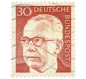 Почтовая марка 30 пфеннигов 1971 года Западная Германия (ФРГ) «Президент Густав Хайнеман» — Фото №1