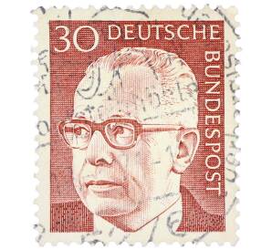 Почтовая марка 30 пфеннигов 1971 года Западная Германия (ФРГ) «Президент Густав Хайнеман» — Фото №1