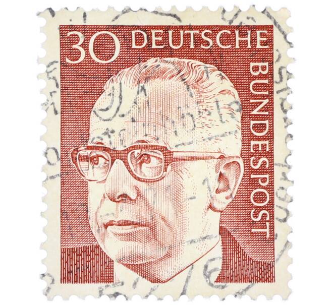 Почтовая марка 30 пфеннигов 1971 года Западная Германия (ФРГ) «Президент Густав Хайнеман» (Артикул: T11-38335) — Фото №1