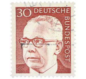 Почтовая марка 30 пфеннигов 1971 года Западная Германия (ФРГ) «Президент Густав Хайнеман» — Фото №1