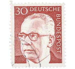 Почтовая марка 30 пфеннигов 1971 года Западная Германия (ФРГ) «Президент Густав Хайнеман» — Фото №1