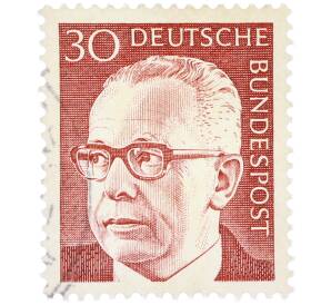 Почтовая марка 30 пфеннигов 1971 года Западная Германия (ФРГ) «Президент Густав Хайнеман» — Фото №1