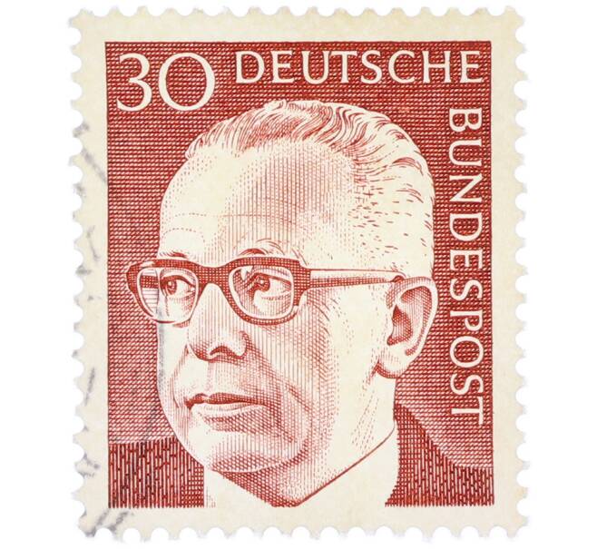 Почтовая марка 30 пфеннигов 1971 года Западная Германия (ФРГ) «Президент Густав Хайнеман» (Артикул: T11-38338) — Фото №1