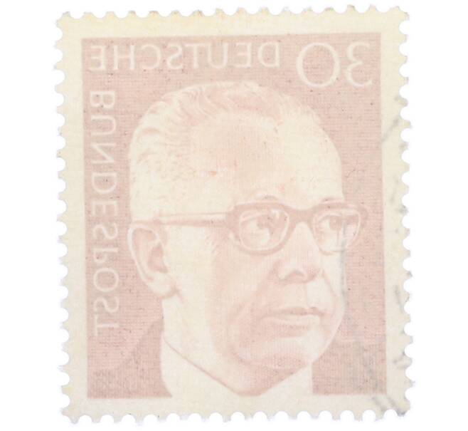 Почтовая марка 30 пфеннигов 1971 года Западная Германия (ФРГ) «Президент Густав Хайнеман» (Артикул: T11-38338) — Фото №2