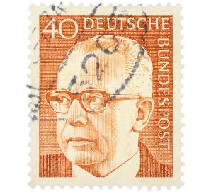 Почтовая марка 40 пфеннигов 1971 года Западная Германия (ФРГ) «Президент Густав Хайнеман» — Фото №1