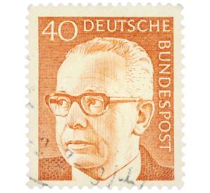 Почтовая марка 40 пфеннигов 1971 года Западная Германия (ФРГ) «Президент Густав Хайнеман» — Фото №1