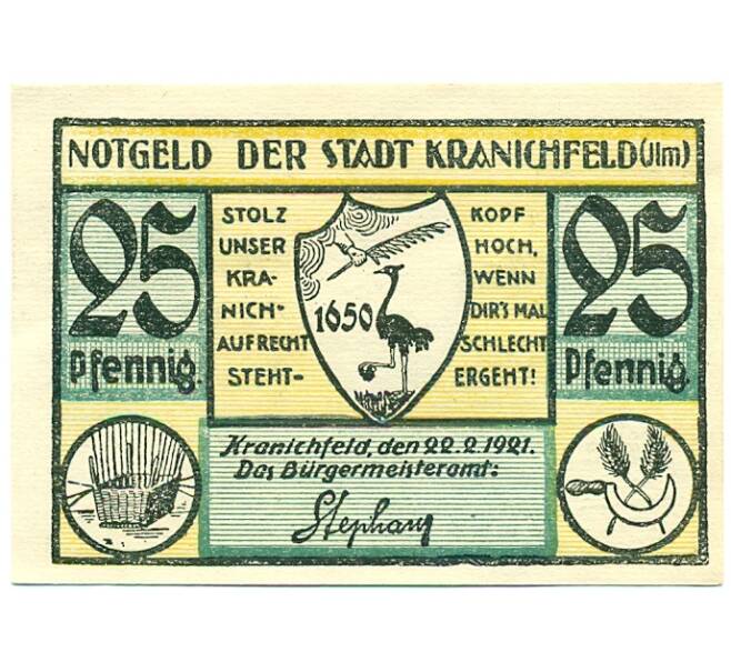 Банкнота 25 пфеннигов 1921 года Германия — Кранихфельд (Нотгельд) (Артикул: K10-12686) — Фото №1