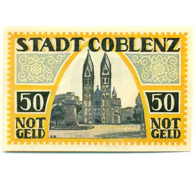 Банкнота 50 пфеннигов 1921 года Германия — Кобленц (Нотгельд) (Артикул: K10-12691) — Фото №2