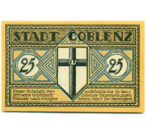 25 пфеннигов 1921 года Германия — Кобленц (Нотгельд) — Фото №1