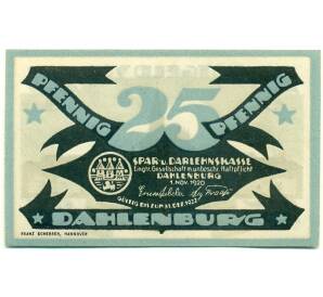 25 пфеннигов 1920 года Германия — Даленбург (Нотгельд) — Фото №1