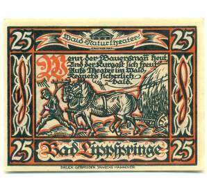 25 пфеннигов 1921 года Германия — Бад-Липпшпринге (Нотгельд) — Фото №1