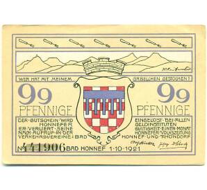99 пфеннигов 1921 года Германия — Бад-Хоннеф (Нотгельд) — Фото №1