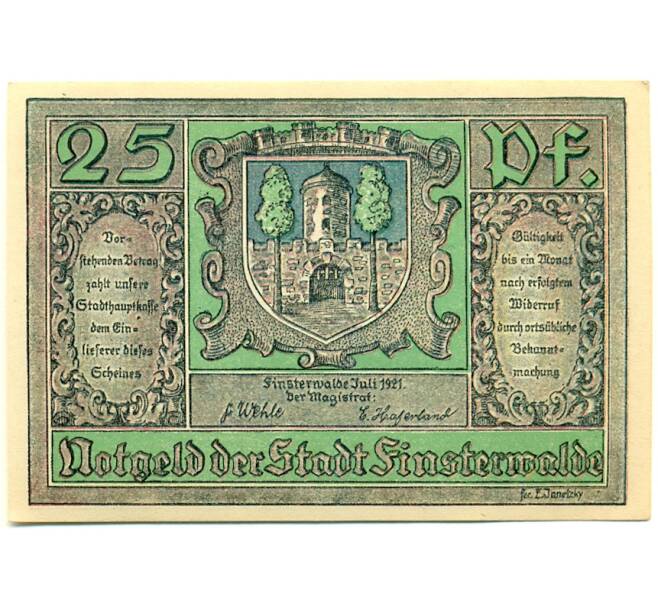 Банкнота 25 пфеннигов 1921 года Германия — Финстервальде (Нотгельд) (Артикул: K10-12742) — Фото №1