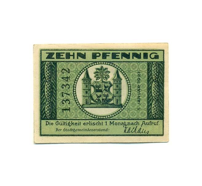 Банкнота 10 пфеннигов 1921 года Германия — Ильменау (Нотгельд) (Артикул: K10-12744) — Фото №2
