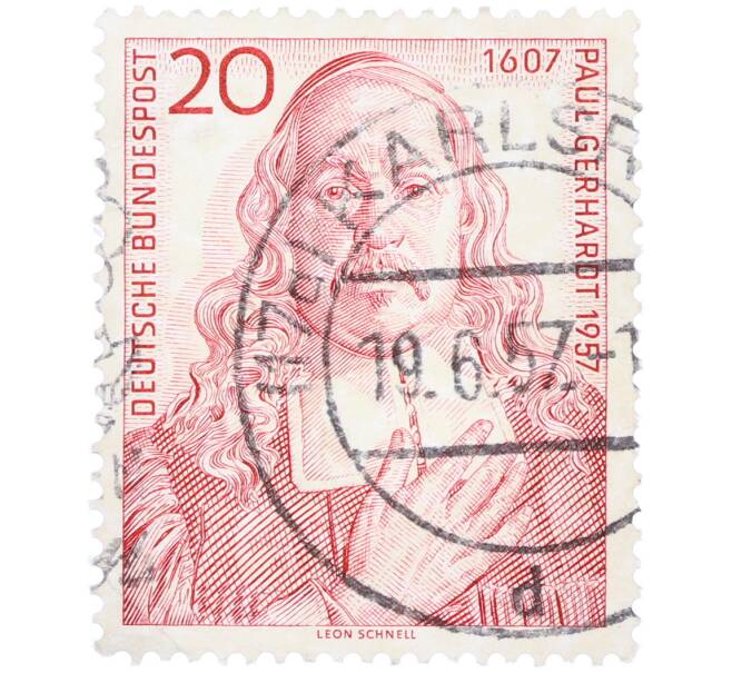 Почтовая марка 20 пфеннигов 1957 года Западная Германия (ФРГ) «350-летие со дня его рождения Пауля Герхардта» (Артикул: T11-38586) — Фото №1