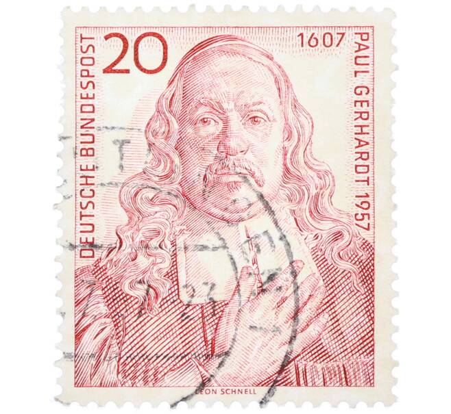 Почтовая марка 20 пфеннигов 1957 года Западная Германия (ФРГ) «350-летие со дня его рождения Пауля Герхардта» (Артикул: T11-38587) — Фото №1