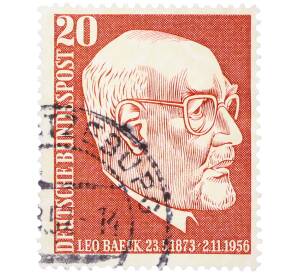 Почтовая марка 20 пфеннигов 1957 года Западная Германия (ФРГ) «Раввин Лео Бек» — Фото №1