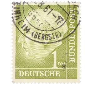 Почтовая марка 1 марка 1954 года Западная Германия (ФРГ) «Теодор Хойс» — Фото №1