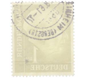 Почтовая марка 1 марка 1954 года Западная Германия (ФРГ) «Теодор Хойс» — Фото №2