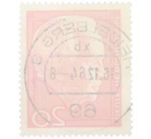 Почтовая марка 20 пфеннигов 1964 года Западная Германия (ФРГ) «Генрих Любке» — Фото №2