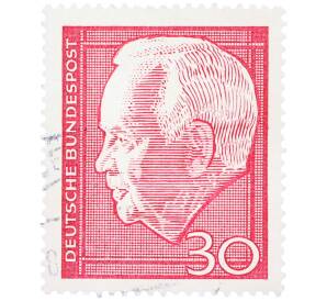 Почтовая марка 30 пфеннигов 1964 года Западная Германия (ФРГ) «Генрих Любке» — Фото №1