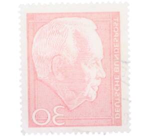 Почтовая марка 30 пфеннигов 1964 года Западная Германия (ФРГ) «Генрих Любке» — Фото №2