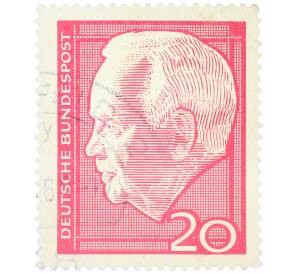 Почтовая марка 20 пфеннигов 1964 года Западная Германия (ФРГ) «Генрих Любке» — Фото №1