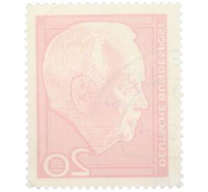 Почтовая марка 20 пфеннигов 1964 года Западная Германия (ФРГ) «Генрих Любке» — Фото №2