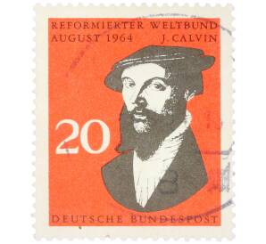 Почтовая марка 20 пфеннигов 1964 года Западная Германия (ФРГ) «Жан Кальвин» — Фото №1