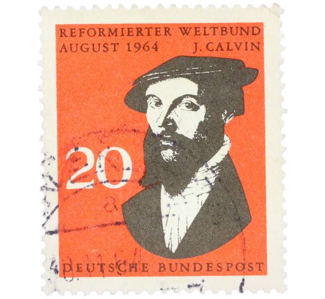 Почтовая марка 20 пфеннигов 1964 года Западная Германия (ФРГ) «Жан Кальвин» (Артикул: T11-38614) — Фото №1