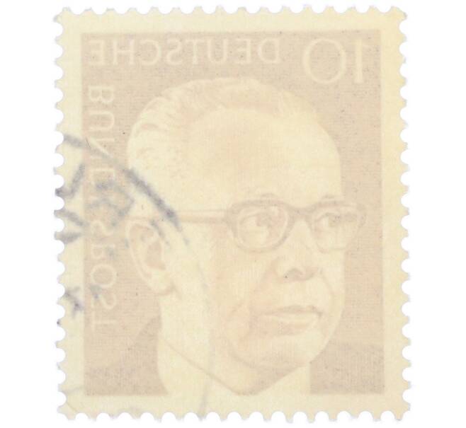 Почтовая марка 10 пфеннигов 1971 года Западная Германия (ФРГ) «Президент Густав Хайнеман» (Артикул: T11-38624) — Фото №2