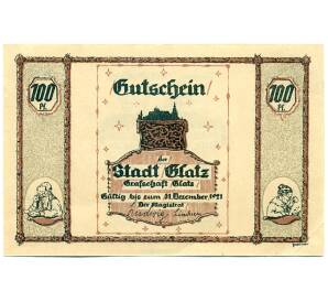 100 пфеннигов 1921 года Германия — Глатц (Нотгельд) — Фото №1