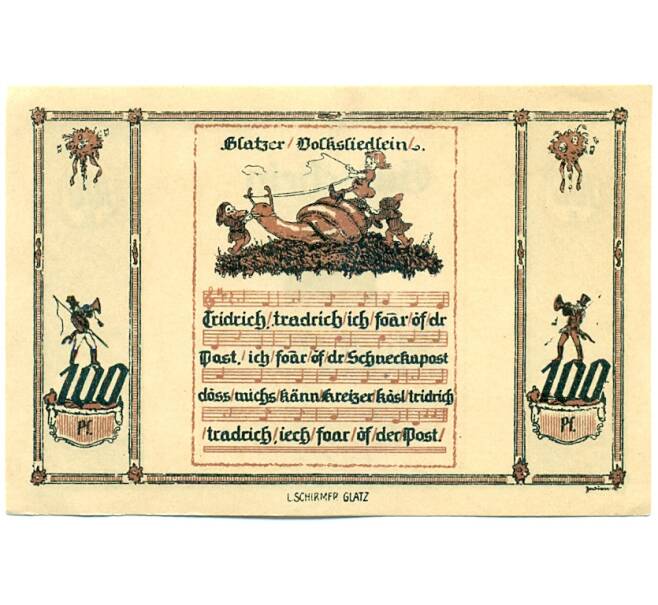 Банкнота 100 пфеннигов 1921 года Германия — Глатц (Нотгельд) (Артикул: K10-12748) — Фото №2