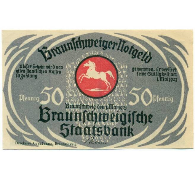 Банкнота 50 пфеннигов 1921 года Германия — Брауншвейг (Нотгельд) (Артикул: K10-12764) — Фото №1