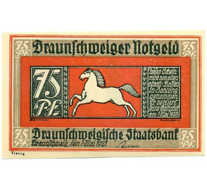 Банкнота 75 пфеннигов 1921 года Германия — Брауншвейг (Нотгельд) (Артикул: K10-12771) — Фото №1