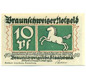 10 пфеннигов 1921 года Германия — Брауншвейг (Нотгельд) — Фото №1