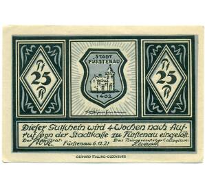 25 пфеннигов 1921 года Германия — Фюрстенау (Нотгельд) — Фото №2