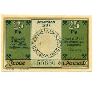 25 пфеннигов 1921 года Германия — Фрозе Анхальт (Нотгельд) — Фото №2