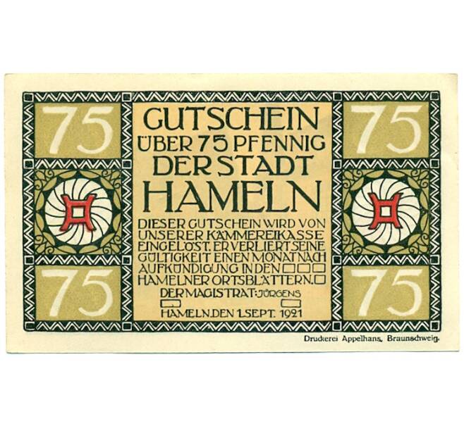 Банкнота 75 пфеннигов 1921 года Германия — Хамельн (Нотгельд) (Артикул: K10-12790) — Фото №1