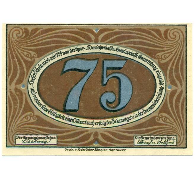 Банкнота 75 пфеннигов 1921 года Германия — Гнарренбург (Нотгельд) (Артикул: K10-12851) — Фото №2