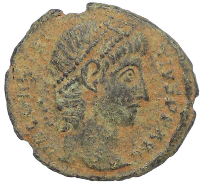 Монета AE4 347-348 года Римская Империя — Констанций II (Клятва) (Артикул: M2-92114) — Фото №1