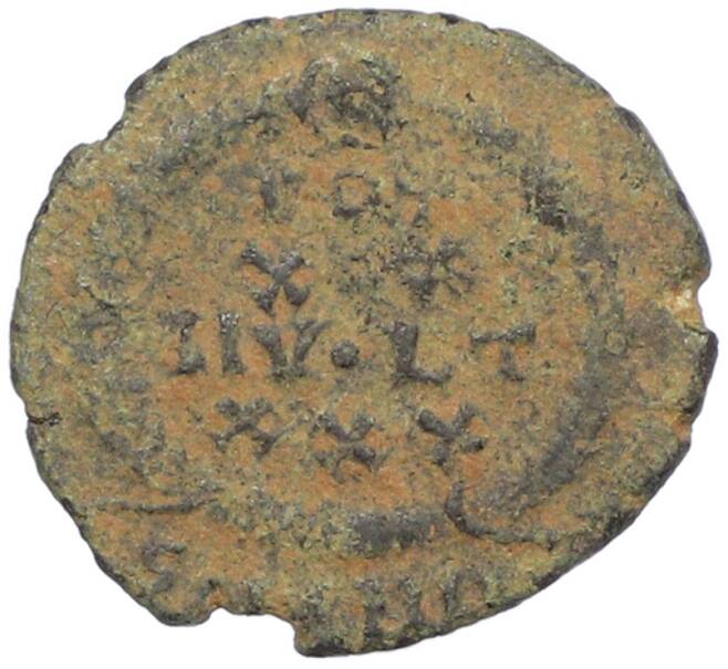 Монета AE4 347-348 года Римская Империя — Констанций II (Клятва) (Артикул: M2-92114) — Фото №2
