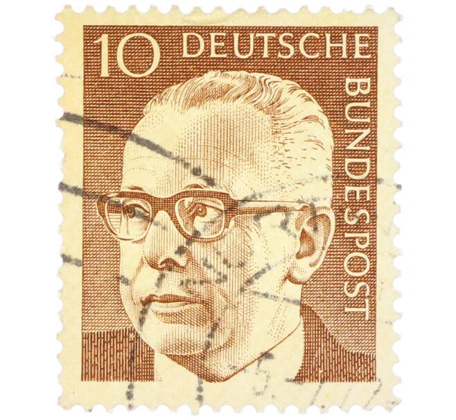Почтовая марка 10 пфеннигов 1971 года Западная Германия (ФРГ) «Президент Густав Хайнеман» (Артикул: T11-39063) — Фото №1