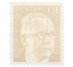 Почтовая марка 10 пфеннигов 1971 года Западная Германия (ФРГ) «Президент Густав Хайнеман» — Фото №2