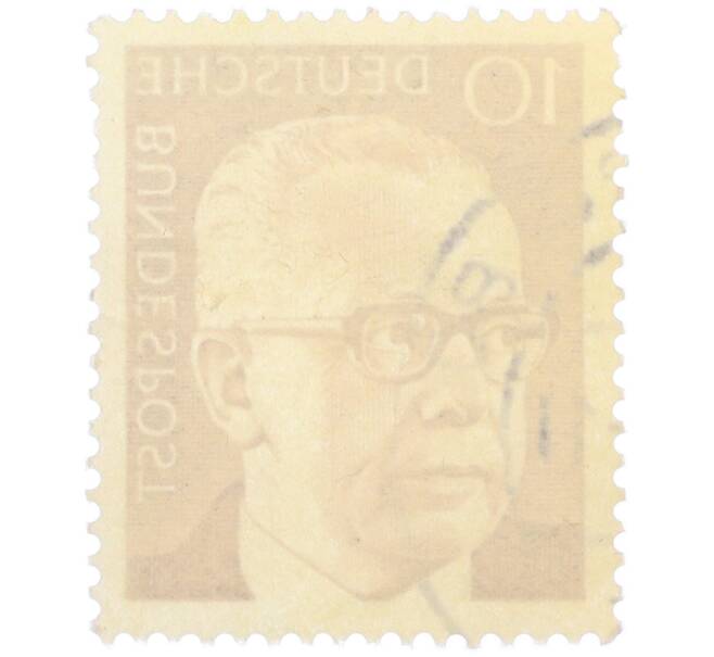 Почтовая марка 10 пфеннигов 1971 года Западная Германия (ФРГ) «Президент Густав Хайнеман» (Артикул: T11-39066) — Фото №2