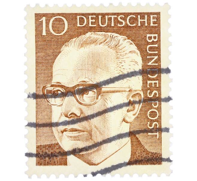 Почтовая марка 10 пфеннигов 1971 года Западная Германия (ФРГ) «Президент Густав Хайнеман» (Артикул: T11-39067) — Фото №1