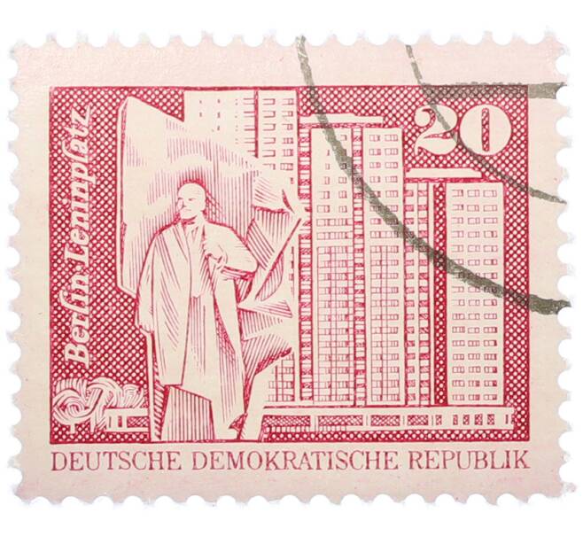 Почтовая марка 20 пфеннигов 1973 года Восточная Германия (ГДР) «Площадь Ленина в Берлине» (Артикул: T11-39078) — Фото №1